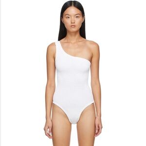 Hunza G White Nancy One-Shoulder One-Piece Swimsuit